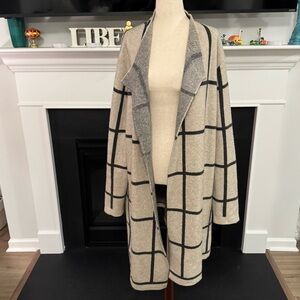 Banana Republic Windowpane Open-Front Long Cardigan Coat – Size XL